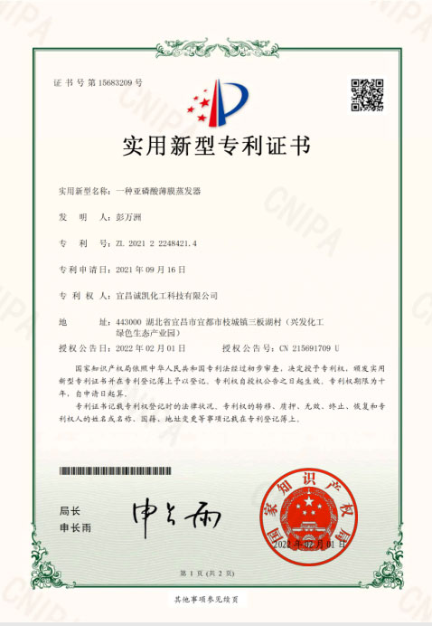 G1YC2154316-2E1 patent certificate
